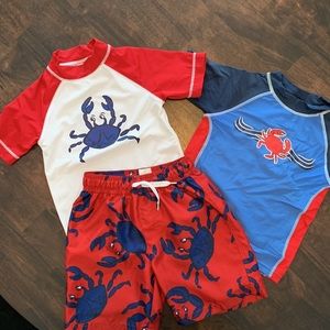 BNWOT Boys Size 4 Gymboree Swim Set + Flapdoodles Top